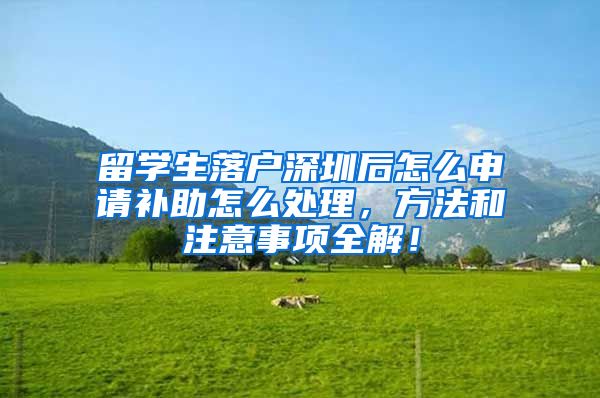 留学生落户深圳后怎么申请补助怎么处理，方法和注意事项全解！