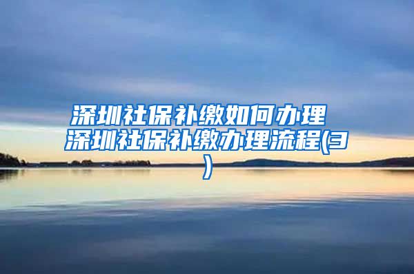 深圳社保补缴如何办理 深圳社保补缴办理流程(3)