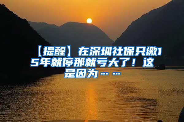 【提醒】在深圳社保只缴15年就停那就亏大了！这是因为……