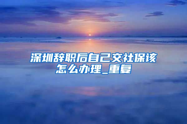 深圳辞职后自己交社保该怎么办理_重复