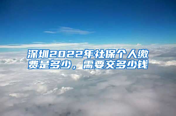 深圳2022年社保个人缴费是多少，需要交多少钱