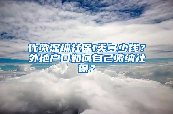 代缴深圳社保1类多少钱？外地户口如何自己缴纳社保？