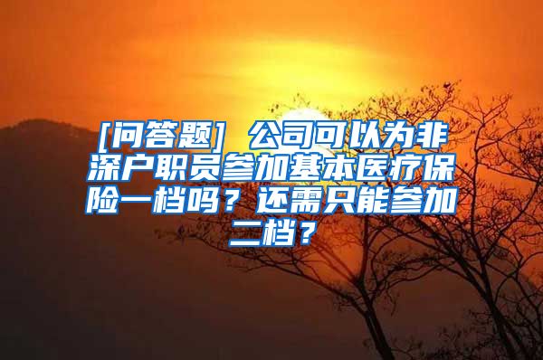 [问答题] 公司可以为非深户职员参加基本医疗保险一档吗？还需只能参加二档？