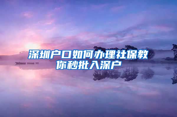 深圳户口如何办理社保教你秒批入深户