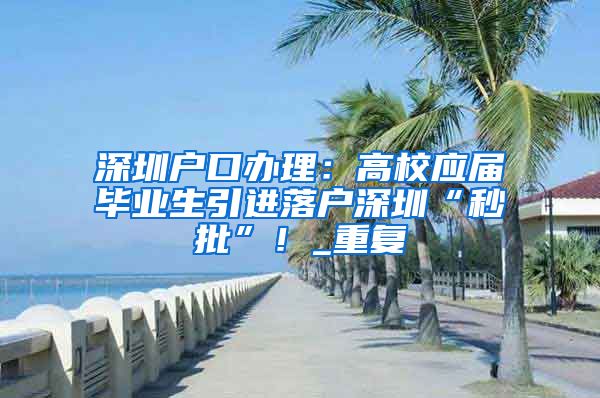 深圳户口办理：高校应届毕业生引进落户深圳“秒批”！_重复