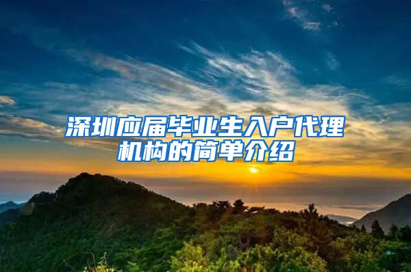 深圳应届毕业生入户代理机构的简单介绍