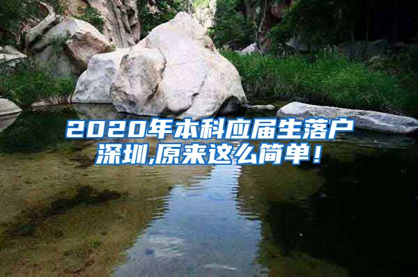 2020年本科应届生落户深圳,原来这么简单！