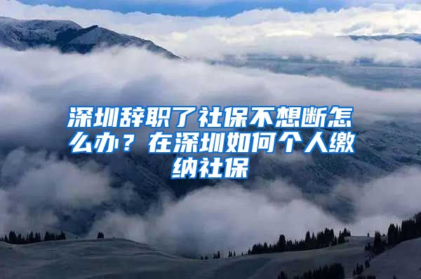 深圳辞职了社保不想断怎么办？在深圳如何个人缴纳社保