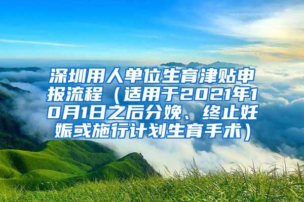深圳用人单位生育津贴申报流程（适用于2021年10月1日之后分娩、终止妊娠或施行计划生育手术）