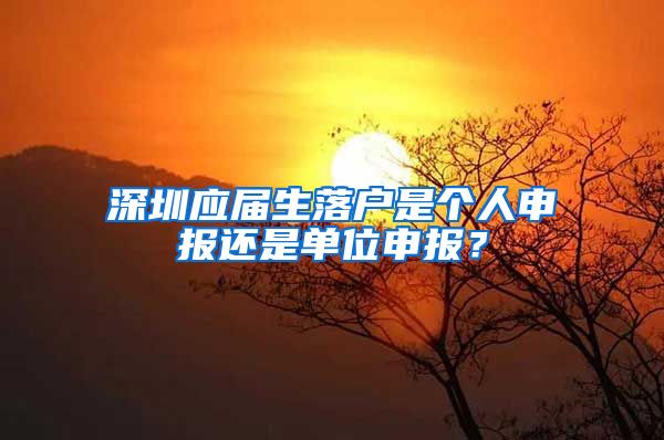 深圳应届生落户是个人申报还是单位申报？