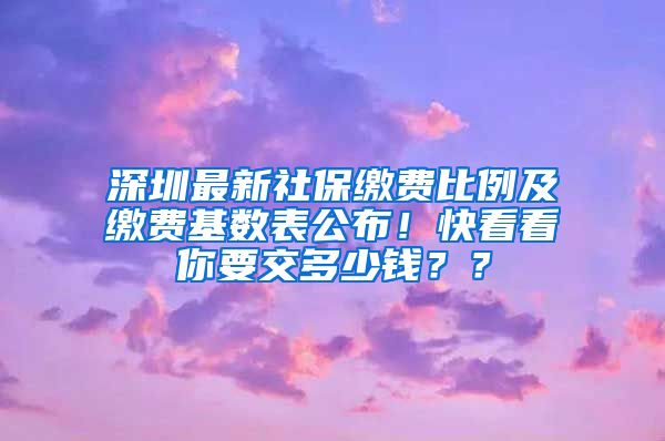 深圳最新社保缴费比例及缴费基数表公布！快看看你要交多少钱？？