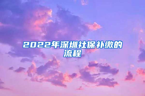 2022年深圳社保补缴的流程