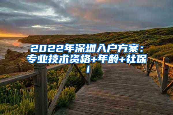 2022年深圳入户方案：专业技术资格+年龄+社保！