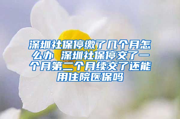 深圳社保停缴了几个月怎么办 深圳社保停交了一个月第二个月续交了还能用住院医保吗