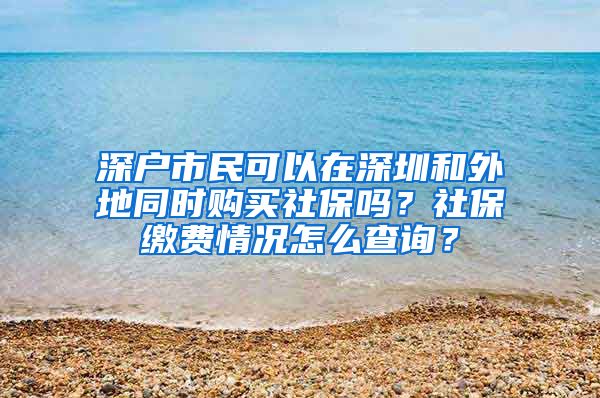 深户市民可以在深圳和外地同时购买社保吗？社保缴费情况怎么查询？