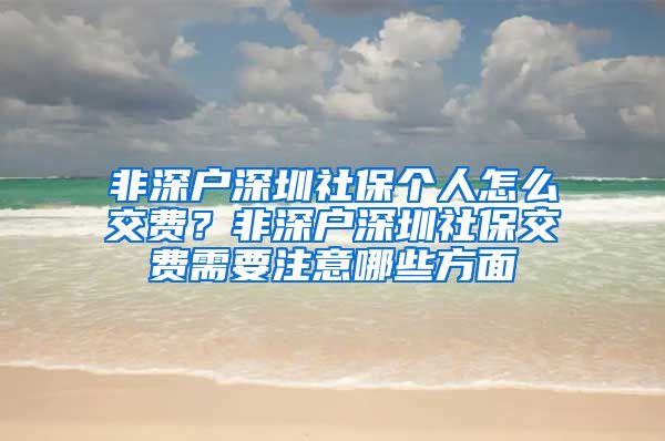 非深户深圳社保个人怎么交费？非深户深圳社保交费需要注意哪些方面