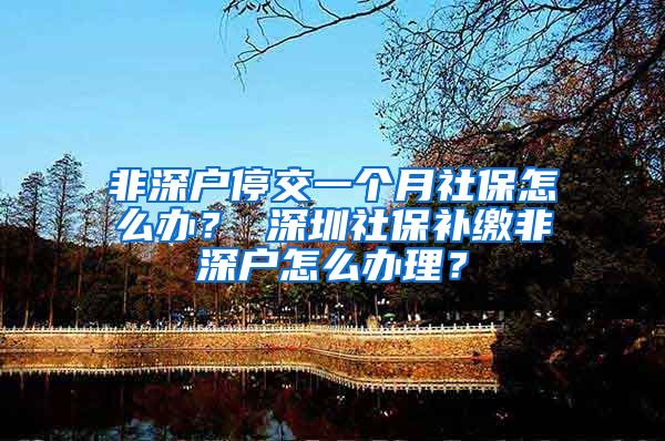 非深户停交一个月社保怎么办？ 深圳社保补缴非深户怎么办理？