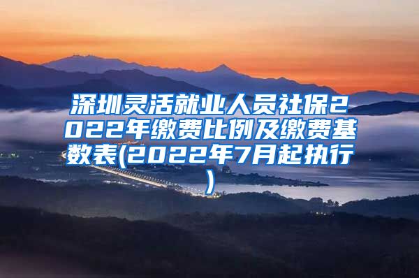 深圳灵活就业人员社保2022年缴费比例及缴费基数表(2022年7月起执行)