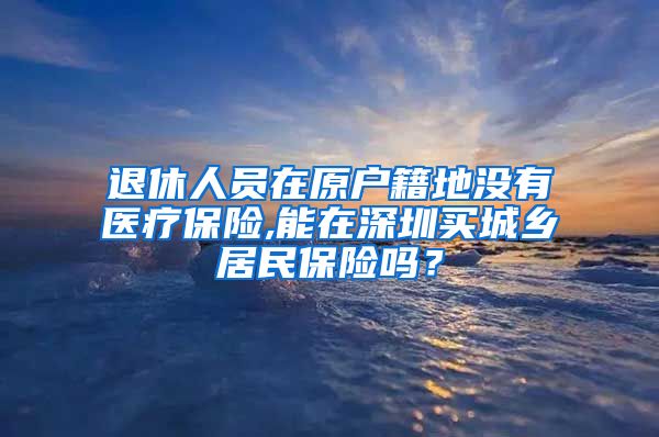 退休人员在原户籍地没有医疗保险,能在深圳买城乡居民保险吗？