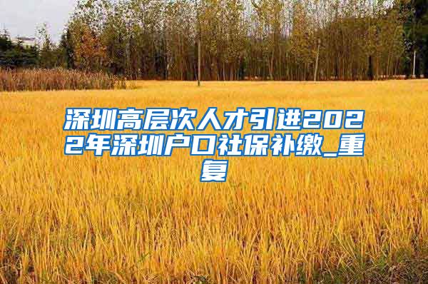 深圳高层次人才引进2022年深圳户口社保补缴_重复