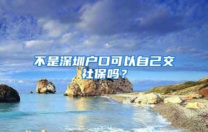 不是深圳户口可以自己交社保吗？