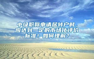 中级职称申请居转户时，应达到一定的市场化评价标准！如何理解？