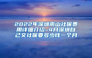 2022年深圳南山社保费用详细介绍~4月深圳自己交社保要多少钱一个月