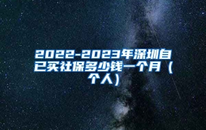 2022-2023年深圳自已买社保多少钱一个月（个人）