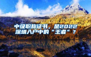 中级职称证书，是2022深圳入户中的“王者”？