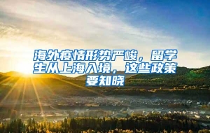 海外疫情形势严峻，留学生从上海入境，这些政策要知晓